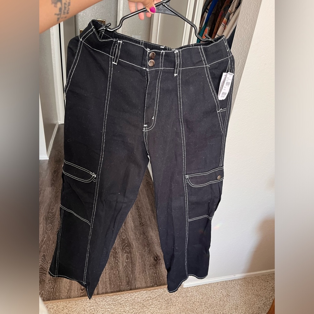 Brand new never worn black jeans with white stitching from Tillys